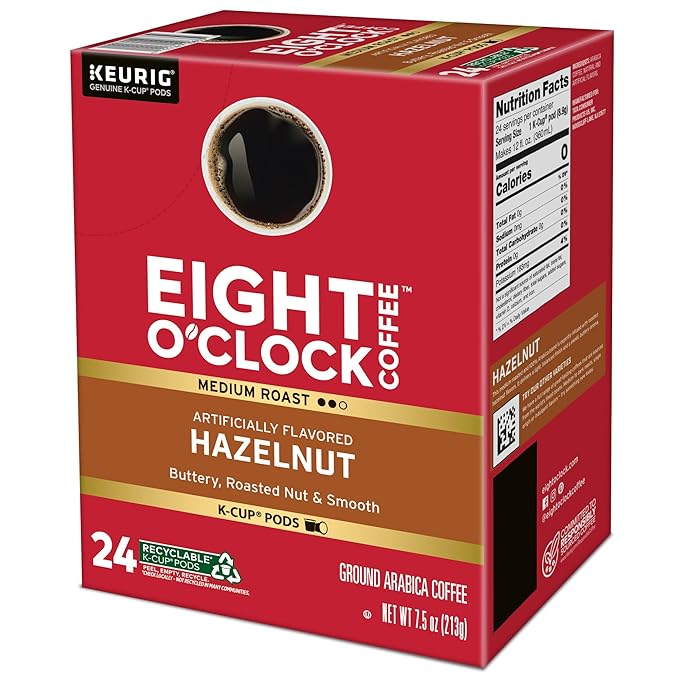 Eight O'Clock Coffee Hazelnut Keurig Single-Serve K-Cup Pods, Medium Roast Coffee, 96 Count