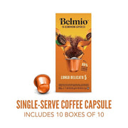Belmio Lungo Delicato Espresso Coffee Pods – Light Roast – Mild & Aromatic - Nespresso Original Line Compatible – 10 Count (Pack of 10)