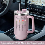 Load image into Gallery viewer, Ships Next Day,Birth Flower 40 Oz Tumbler with Handle and Straw, Personalized Tumbler with Name Insulated Cup Reusable Stainless Steel Water Bottle Travel Mug Christmas Birthday Gifts for Women