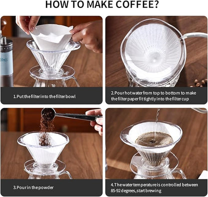 Bincoo Pour Over Coffee Dripper,Safe Tritan Plastic Coffee Dripper with 50pcs Filters Paper,2-4 Cups Size 02 Dripper Coffee Maker Slow Brewing Coffee Pour Over for Cafe,Travel,Home (Transparent)