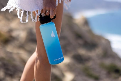 HYDRO CELL Stainless Steel Insulated Water Bottle with Straw - For Cold & Hot Drinks - Metal Vacuum Flask with Screw Cap and Modern Leakproof Sport Thermos for Adults (Sky/Blue 40oz)