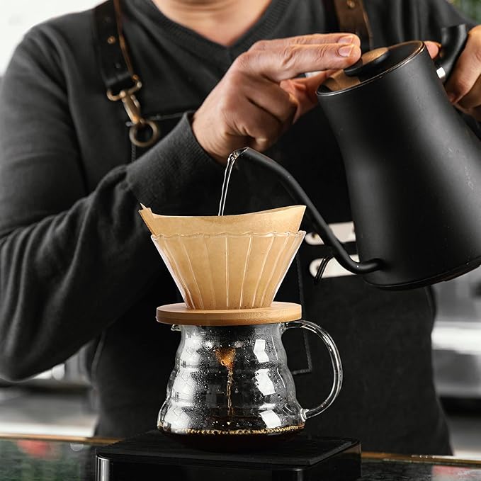 100 Count Pour Over Coffee Filters Paper, Size 02 Natural Brown Coffee Filters Cone, V02 Unbleached Disposable Paper Filters Compatible with Pour Over and Drip Coffee Maker(2-4 Cups)