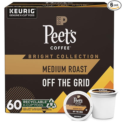 Peet's Coffee, Medium Roast Keurig K-Cup Pods - Off The Grid, 60 Count (6 Boxes of 10 K-Cup Pods)