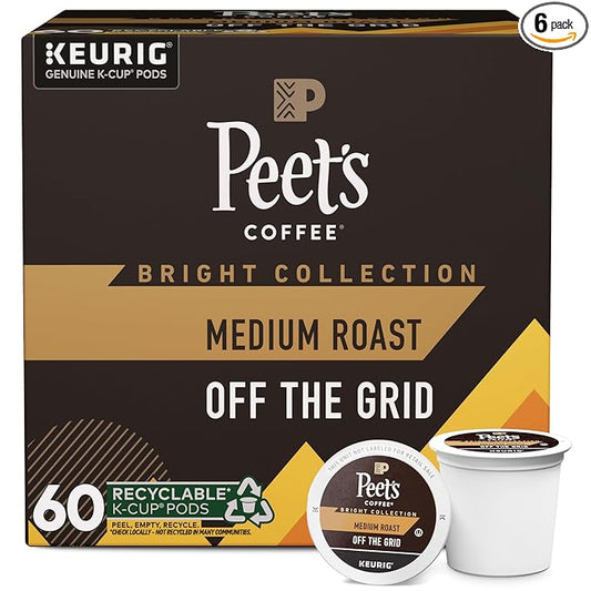 Peet's Coffee, Medium Roast Keurig K-Cup Pods - Off The Grid, 60 Count (6 Boxes of 10 K-Cup Pods)