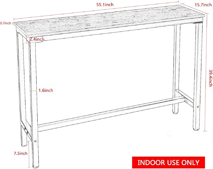 Mr IRONSTONE 53" Bar Table White Marble Industrial Pub Dining Height Table Bistro Table (Indoor USE ONLY)