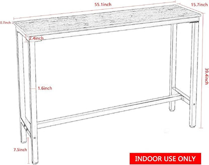 Mr IRONSTONE 53" Bar Table White Marble Industrial Pub Dining Height Table Bistro Table (Indoor USE ONLY)