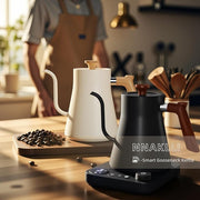 Smart Digital Electric Kettle with Variable Temperature Control, Stainless Steel Inner, 1200W Quick Heating Gooseneck Electric Kettles, Stylish Matte Finish for Coffee & Hot Beverages, 0.9L (Beige)