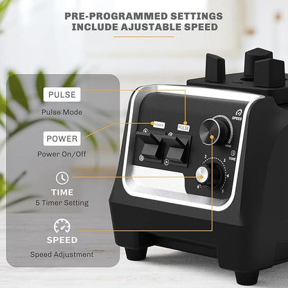 Professional Blender for Kitchen, 2200 Watt Countertop Food Blender Machine with Built-in Timer for Frozen Fruit, Crushing Ice, Veggies, Shakes and Smoothie 64 oz Container for Home and Commercial