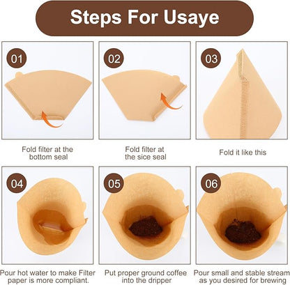 400 Pcs Natural Coffee Filters, Unbleached Cone Filters #4 Cone Paper Coffee Filter 8-12 Cup, 4 Filter Fits for Pour Over and Drip Coffees Maker Chemical-Free Paper for Home, Travel, Office Use