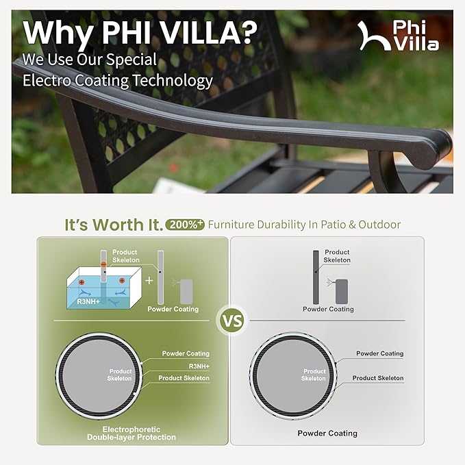 PHI VILLA Patio Swivel Dining Chairs Set of 6, Outdoor Kitchen Garden Metal Chair with Cushions, Patio Furniture Chair with Armrest, Black Frame