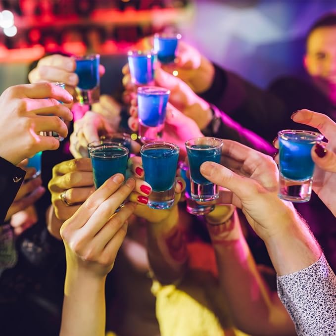 Tebery 30 Pack Shot Glass Bulk Heavy Base, 1.2 Oz Tequila Glass Set with 2 Bottle Pourer, Clear Small Whiskey Shot Glass Cups for Vodka, Liquors, Cocktail, Espressos, Bar