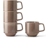 Load image into Gallery viewer, Stackable Coffee Mugs Set: 13 oz Ceramic Stacking Cups for Cappuccino Latte Tea - Microwave Safe Mug for Home &amp; Office - 4 PCS, Grey