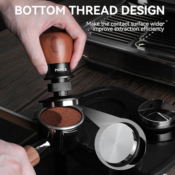 Espresso Tamper 51mm, Coffee Tamper with Spring Loaded Tamper, Adjustable Depth, Stainless Steel Base Espresso Coffee Tamper Fits for All 51mm 52mm Espresso Machine