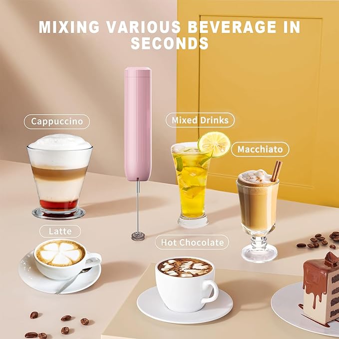 Cordless Hand Mixer with Whisk and Forther Wand,Electric Whisk, Milk Frother,Coffee Frother, Whisks for Cooking,Handheld Frother,Food Chopper, Baby Food Maker,4-Speed, 10Oz