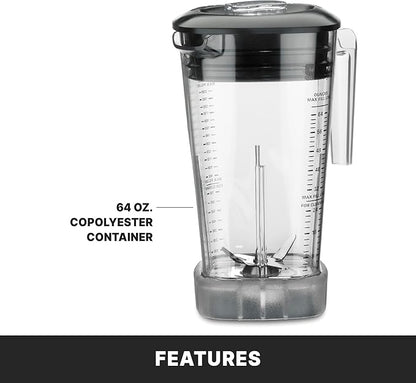 Waring Commercial MX1050XTX 3.5 HP Blender with Electronic Keypad Controls, Pulse Feature and a 64 oz. BPA Free Copolyester Container, 120V, 5-15 Phase Plug