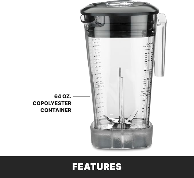 Waring Commercial MX1100XTX 3.5 HP Blender with Electronic Keypad, Pulse Function, 30 SecondCountdown Timer and a 64 oz. BPA Free Container, 120V, 5-15 Phase Plug,Black