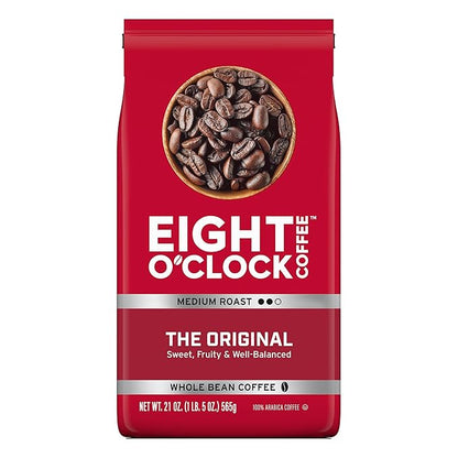 Eight O'Clock Coffee The Original Whole Bean Coffee, Medium Roast, 21 Ounce (Pack of 1) - Sweet, Fruity, Well Balanced