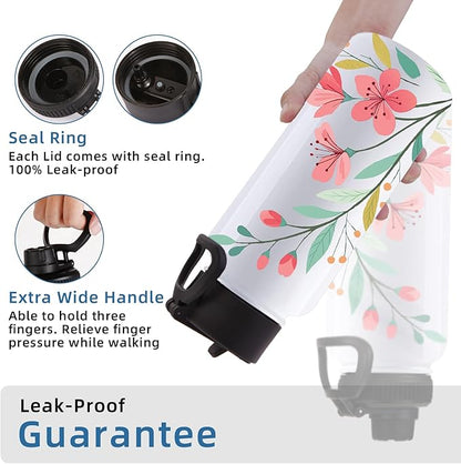 Volhoply Sublimation Insulated Water Bottles Blank Bulk 8 Pack, 32 oz Stainless Steel Sports Bottle with Straw, Double Walled Vacuum Metal Water Flask with Wide Mouth(Sublimation,8)