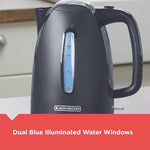 Load image into Gallery viewer, BLACK+DECKER 1.7L Cordless Electric Kettle, KE1555GY, Water Window, Rapid Boil, Auto Shutoff, Grey
