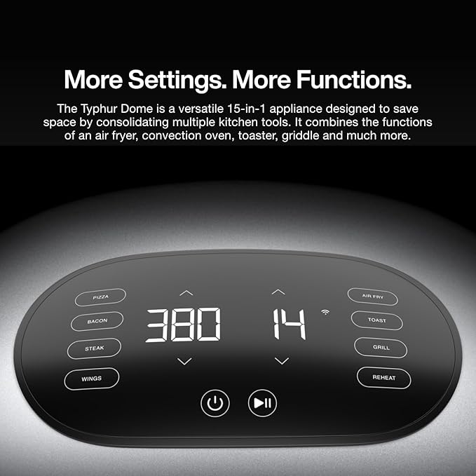 Dome 2 Air Fryer, Extra Large Airfryer with Superior Airflow, Self-cleaning Smart Digital Fryer with PFAS free Basket for Quick Easy Meals, Fits a 12" Pizza or 4-Slice Toast