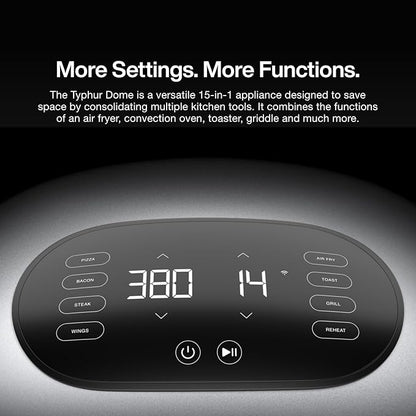 Dome 2 Air Fryer, Extra Large Airfryer with Superior Airflow, Self-cleaning Smart Digital Fryer with PFAS free Basket for Quick Easy Meals, Fits a 12" Pizza or 4-Slice Toast