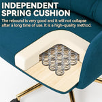 Load image into Gallery viewer, Flannel Office Chair, Comfy Home Office Desk Chairs with Lumbar Support, Modern Velvet Desk Chair Gold Legs Small Swivel Task Chair for Home Office, Bedroom, Study (Blue, XL)