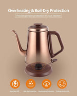 Load image into Gallery viewer, DmofwHi 1000W Gooseneck Electric Kettle (1.0L),100% Stainless Steel BPA Free Tea Kettle with Auto Shut - Off Protection, Pour Over Coffee Kettle -Copper