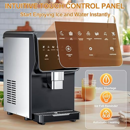 15" Wide Commercial Under Counter Ice Maker – 120 lbs/Day, 25 lb Storage Bin, Auto-Cleaning & 24H Timer, Gravity Drain, Built-in or Freestanding Stainless Steel Ice Machine for Home & Business