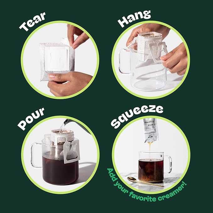 Copper Cow Coffee Pour Over Vietnamese Ground Coffee Pouches + Sweetened Condensed Milk Creamers (8 Coffees & 8 Milk Creamers) | Classic Black Lattes, No Refrigeration Needed