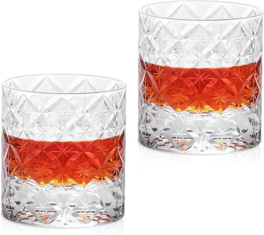 KAMMAK Classic Whiskey Glasses Set of 2, 7.78 oz (230 ml) Old Fashioned Tumbler, Thick Base Glass with Delicate Rim for Scotch, Bourbon, Cocktails, Durable Barware