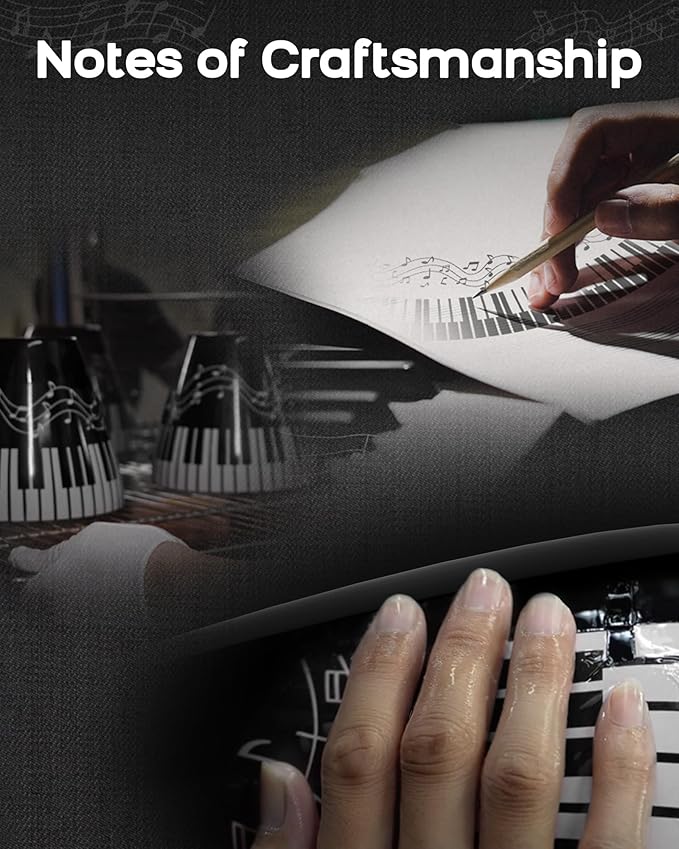 Artistic Electric Kettle with Hand-Applied Piano Keys and Music Note Stickers - 1.7L Stainless Steel Tea Kettle with LED Indicator, BPA-Free, 1200W Rapid Boil, Auto Shut-Off and Boil-Dry Protection