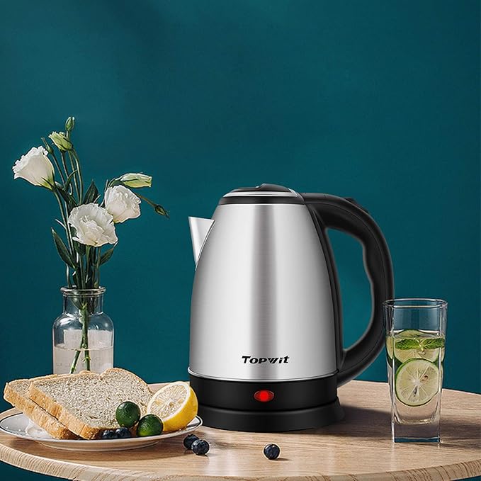 TOPWIT Electric Kettle, 2.0L Hot Water Kettle Electric, BPA-Free Stainless Steel Tea Kettle, Electric Kettles for Boiling Water with Fast Boil, Auto Shut-Off & Boil Dry Protection, Silver