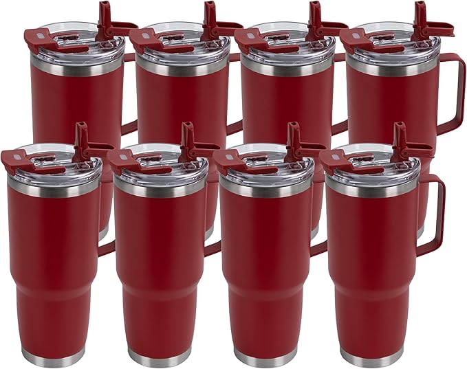 HASLE OUTFITTERS 30oz Tumbler Bulk with Handle, Insulated Travel Coffee Mug Set with Handle Leak-Proof Double Wall Stainless Steel Vacuum Tumblers Pack Metal Cup for Hot and Cold Drink