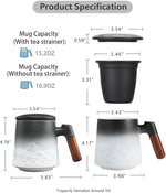 Load image into Gallery viewer, ZENS Tea Mug with Infuser and Lid for Loose Leaf Tea Steeper, 16.9oz Embossed Ceramic Tea Cup with Fine Tea Strainers, Wood Handle Large Diffusers Mugs for Tea Lovers Gifts
