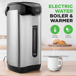 Load image into Gallery viewer, NutriChef 5.2 Qt Electric Water Kettle, Quick Heating, 5 Liter Digital Kettle with 5 Temperature Settings, Safety Lock, Stainless Steel, 3 Dispensing Options, Easy to Clean, 8.46" x 11.2" x 16.5"