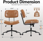 Load image into Gallery viewer, Armless Office Chair with Wheels, Adjustable Height Desk Chair Leather Swivel Computer Chair, Modern Walnut Office Side Chair for Meeting Room Office, Brown