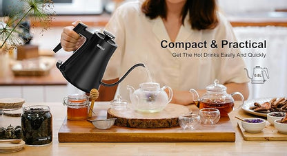 Gooseneck Electric Kettle 0.8L - Matte Black Tea Kettle with Auto Shut Off, Boil-Dry Protection & BPA-Free Design, Precision Electric Water Kettle for Pour Over Coffee, Tea Brewing