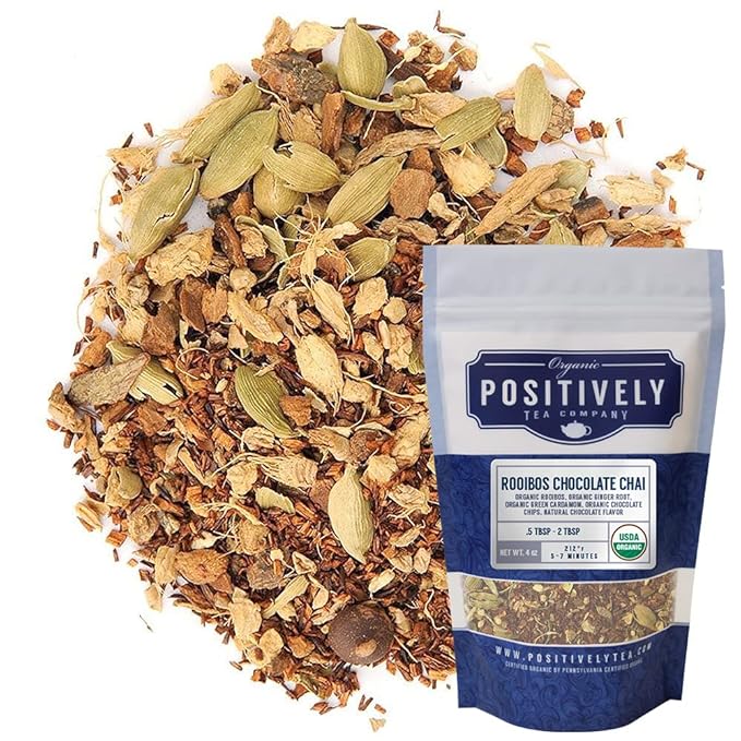 Organic Positively Tea Company, Rooibos Chocolate Chai Tea, Loose Leaf, 4 Ounce