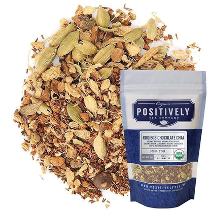 Organic Positively Tea Company, Rooibos Chocolate Chai Tea, Loose Leaf, 4 Ounce