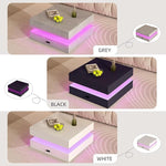 Load image into Gallery viewer, Grey LED Coffee Table for Living Room, 2-Tier Living Room Table Square Center Table, Modern Coffee Tables with Storage, Middle Wooden Tea Tables for Home Office