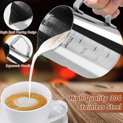 53mm Coffee Espresso Tamper Set, 22PCS Espresso Machine Accessories with Espresso Tamper, WDT Tool, Coffee Stirrer, Frothing Pitcher, Latte Art Pen, Tamper Mat, Coffee Stencils for Espresso Machine