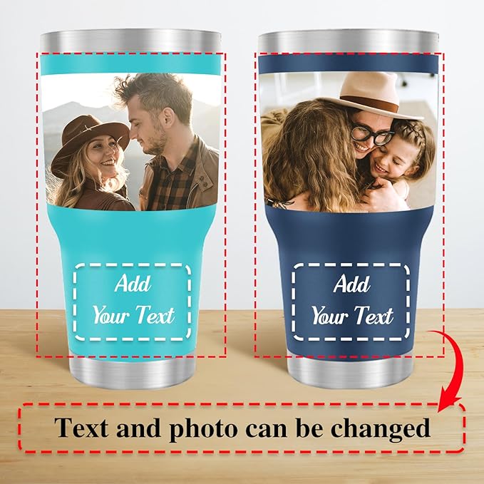 Personalized Tumbler with Pictures/Text- Custom Coffee Mug Cup 30 Oz with Lid - Customized Employee Appreciation Gifts - Christmas Gifts for Men Women - Customized By Enterprise (30 Oz-Print)