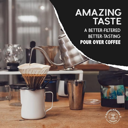 (2-Pack) Reusable Organic Cotton Pour Over Cone Filters for Hario V60 and Chemex Style Style Filters — Pourover Coffee Filter Maker Cup Ceramic, Glass, Plastic Dripper (Size 03, 1-6 Cups)