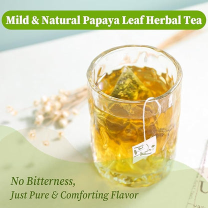 FullChea - Papaya Leaf Tea Bags, 50 Teabags - Natural Herbal Tea with Dried Papaya Leaves - Caffeine-Free Wellness Tea