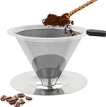 Load image into Gallery viewer, Reusable Coffee Filter, Cone Pour Over Coffee Dripper Paperless Coffee Maker Dripper for 1-2 Cup, Stainless Steel Coffee Permanent Filter, Coffee Dripper for Cuisinart Coffee Maker Filter and Brewer