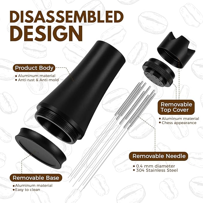 WDT Tool Espresso Distribution Tool, Espresso Stirrer Tools Coffee Distributor, Espresso Machine Accessories, 10×0.4mm Needles with Extra 10 Replaceable Needles for Barista (Matte Black)