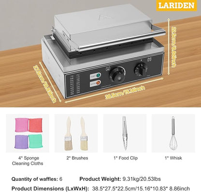 Commercial Waffle Stick Maker, Non-Stick Waffle Maker, Restaurant Flip Waffle Stick Maker, Makes Individual Waffles, Time and Temperature Controls, for Restaurant Snack Bar Home Use