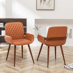 Load image into Gallery viewer, LUNLING Mid Century Modern Faux Leather Dining Chairs Set of 4,Orange Upholstered Seat,Metal Legs Kitchen Chair,Adjustable Foot for Kitchen Dining Room Desk Chairs