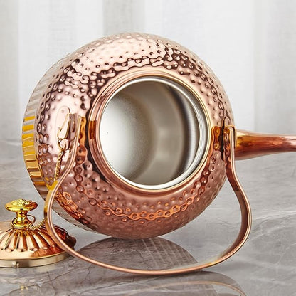 SANQIAHOME Antique 1.5L (50Oz) Stainless Steel Teapot with Infuser copper