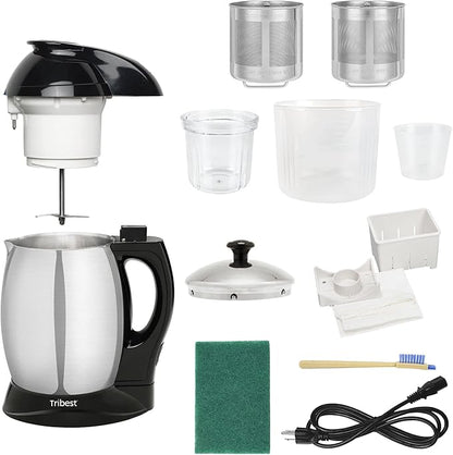 Tribest SB-132 Soyabella, Automatic Soy Milk Maker Machine with Tofu Kit Large, Silver, Large, Black/Stainless Steel